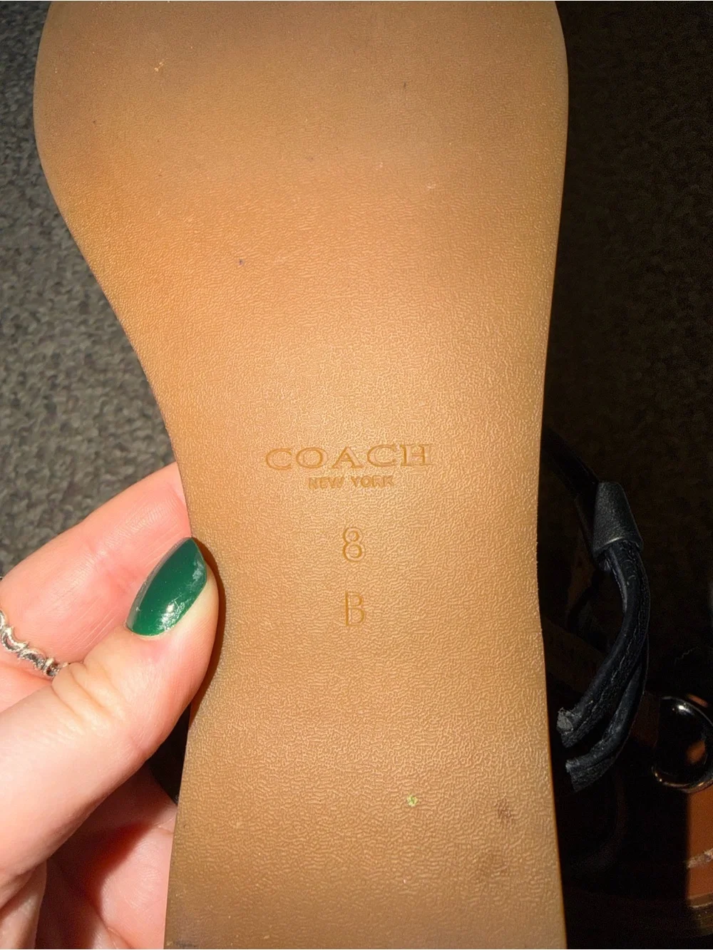 Coach Black Strap Brown Footbed Women's Sandals